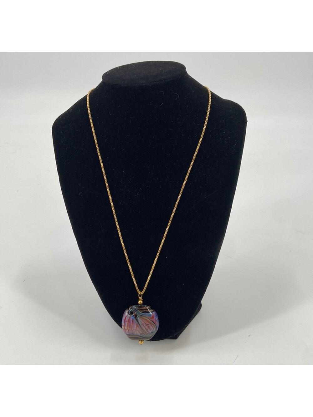 Blown Glass gold tone chain necklace